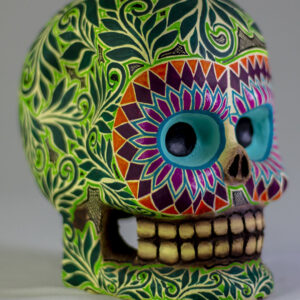 calavera/cráneo de barro policromado